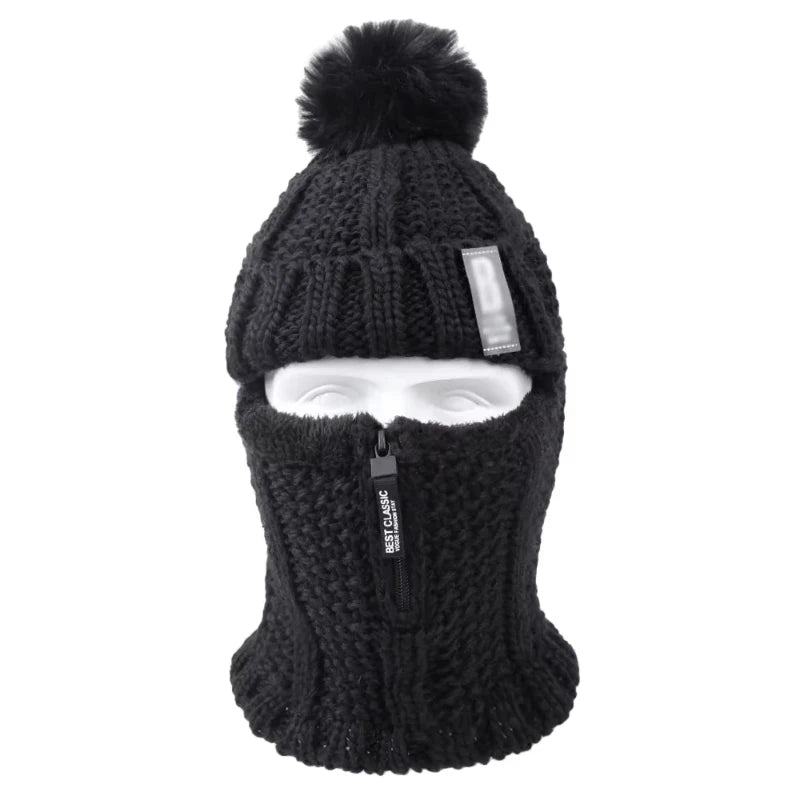Cagoule Femme Ski noire sur fond blanc