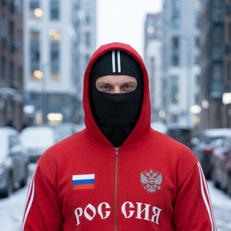 Veste Russe Rouge portée en extérieur