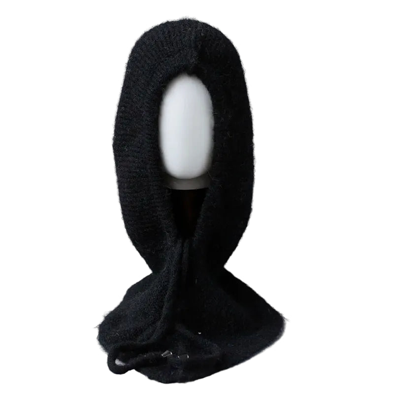 Cagoule Cachemire Noire sur fond blanc