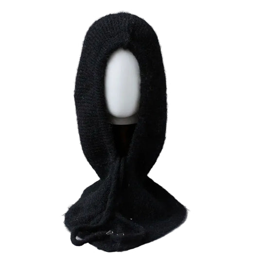 Cagoule Cachemire Noire sur fond blanc