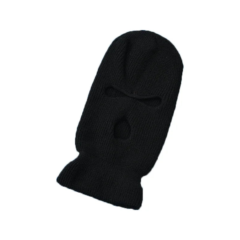 Cagoule Trois Trous noire sur fond blanc