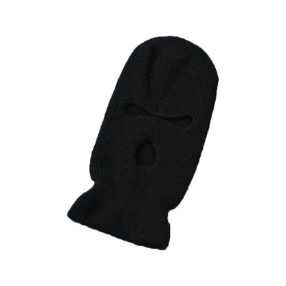 Cagoule Trois Trous noire sur fond blanc