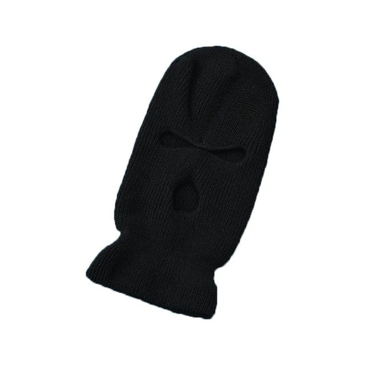 Cagoule Trois Trous noire sur fond blanc