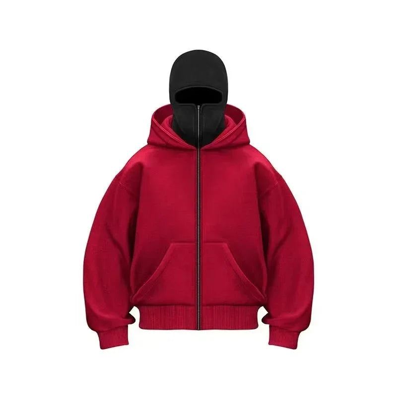 Cagoule Veste Rouge sur fond blanc