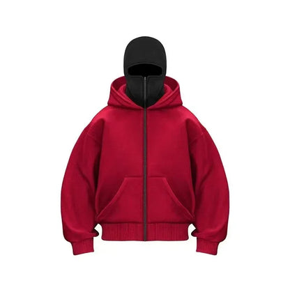 Cagoule Veste Rouge sur fond blanc