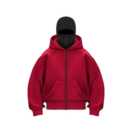 Cagoule Veste Rouge sur fond blanc