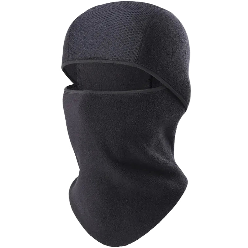 Cagoule ski noire sur fond blanc
