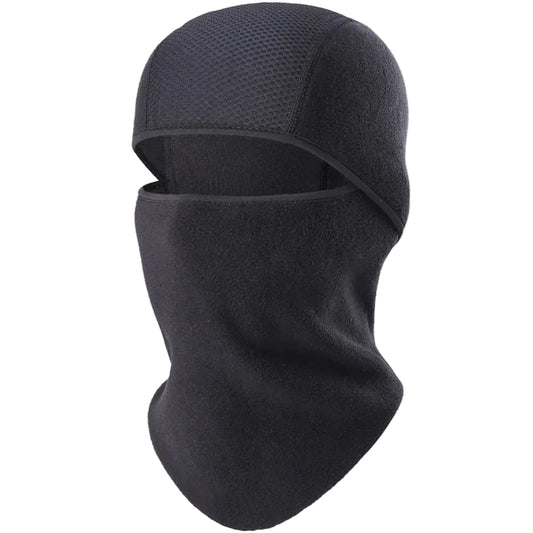 Cagoule ski noire sur fond blanc