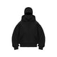 Cagoule veste noire sur fond blanc