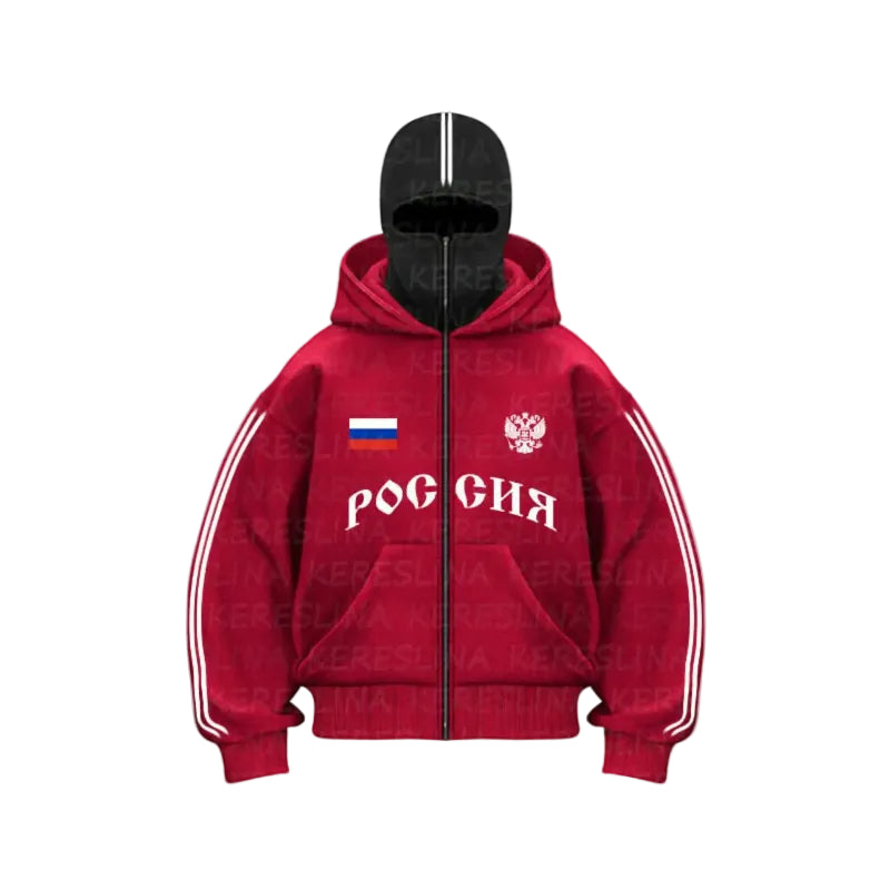 Veste Russe Rouge sur fond blanc