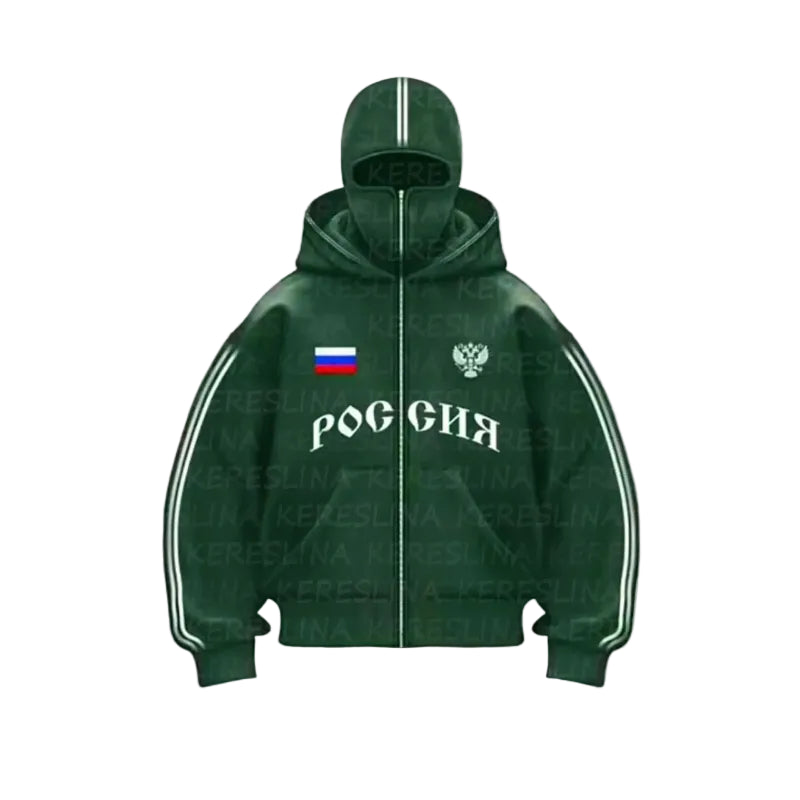 Veste Russe Verte sur fond blanc