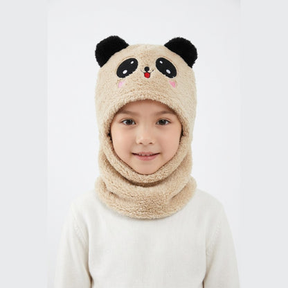 Cagoule Panda Beige portée sur fond blanc