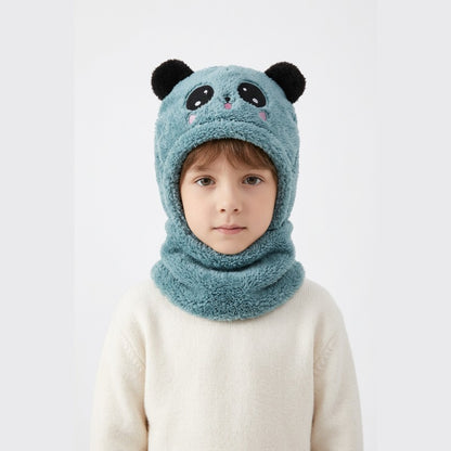 Cagoule Panda Bleue portée sur fond blanc