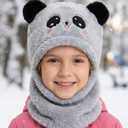 Cagoule Panda Grise portée en extérieur