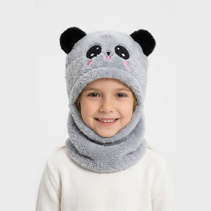 Cagoule Panda Grise portée sur fond blanc