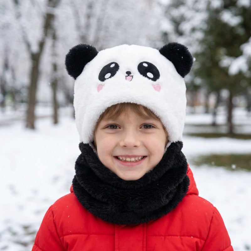 Cagoule Panda portée en extérieur