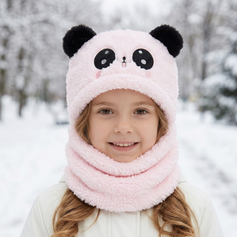 Cagoule Panda Rose portée en extérieur