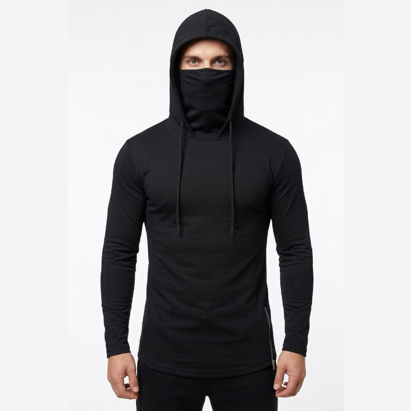 Veste sport cagoule portée sur fond blanc